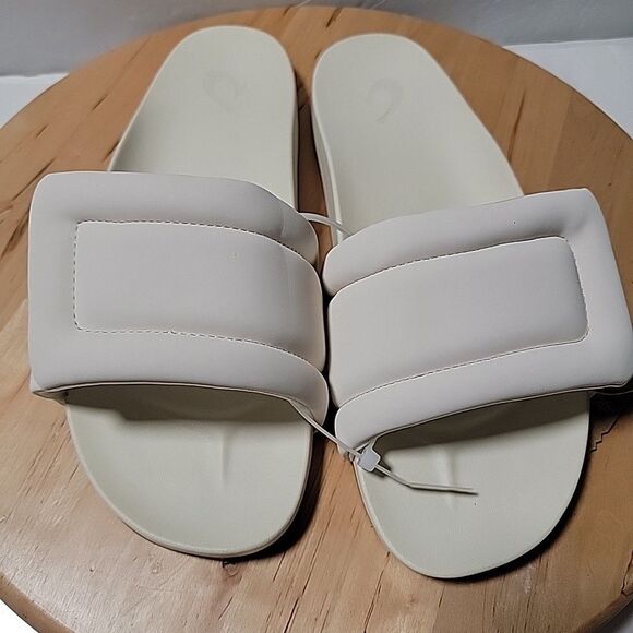 OluKai Sunbeam Slide Women’s Comfort Sandal Off‑White Size 10 Puff Strap - Picture 1 of 4